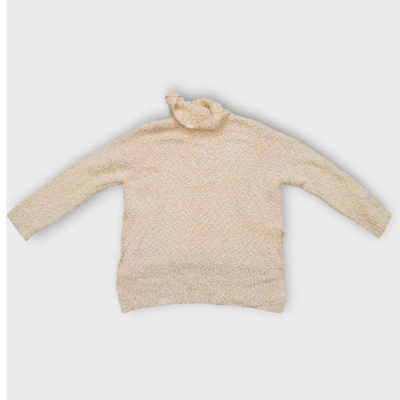 Mink Pink Cream Cowl Neck Hi Lo Hem Chunky Popcorn Knit Sweater Honey Sz XS - Picture 5 of 9